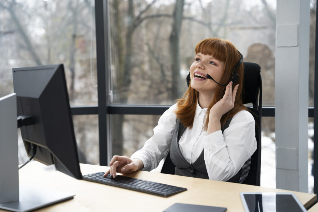 Business professionals using a modern cloud VoIP phone system in Canada for remote communication and customer support in 2026.