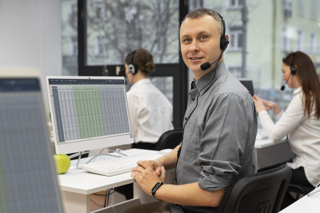 Inbound call center software dashboard showing customer support call routing and analytics interface